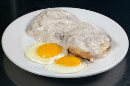 Biscuits and Gravy with 2 Eggs